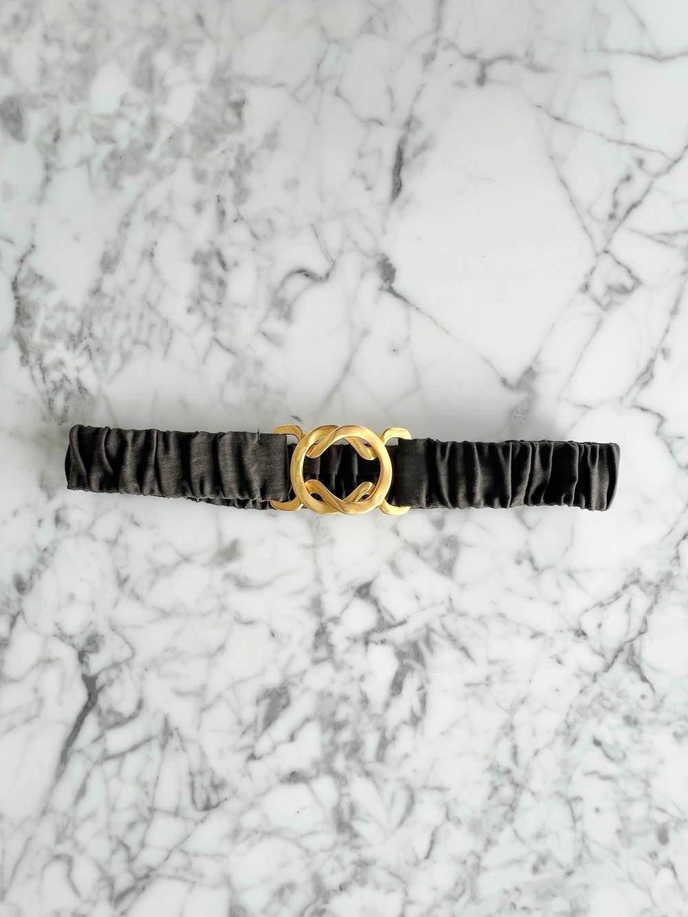 Gold-Accent Black Elastic Women's Belt